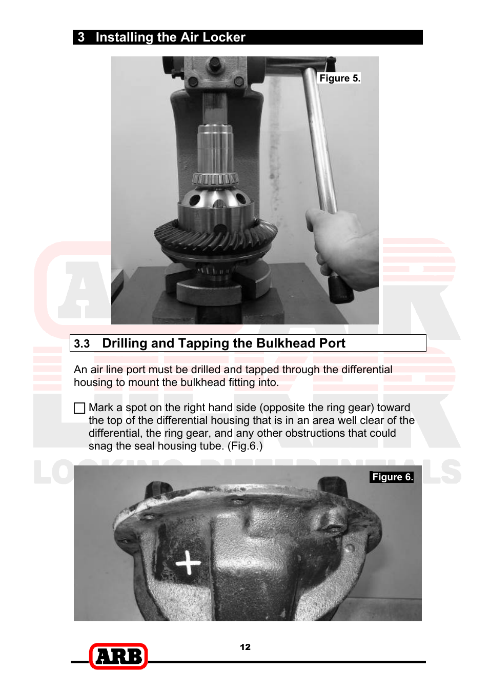 3 installing the air locker, Drilling and tapping the bulkhead port | ARB RD153 User Manual | Page 14 / 40