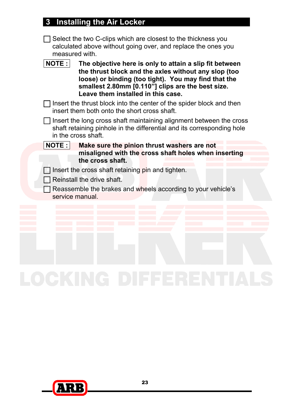 3 installing the air locker | ARB RD153 User Manual | Page 25 / 40