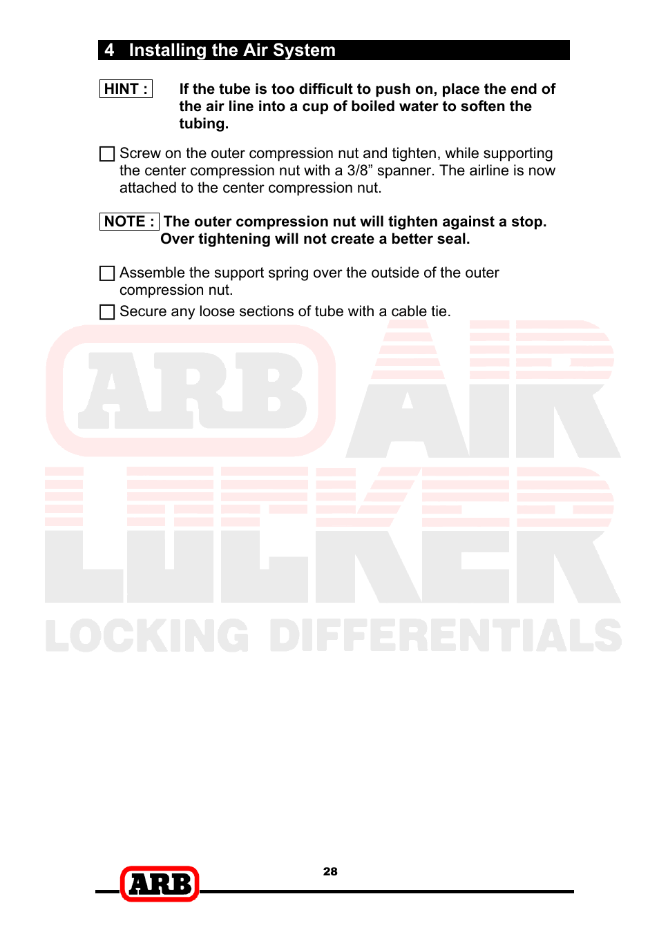 4 installing the air system | ARB RD153 User Manual | Page 30 / 40