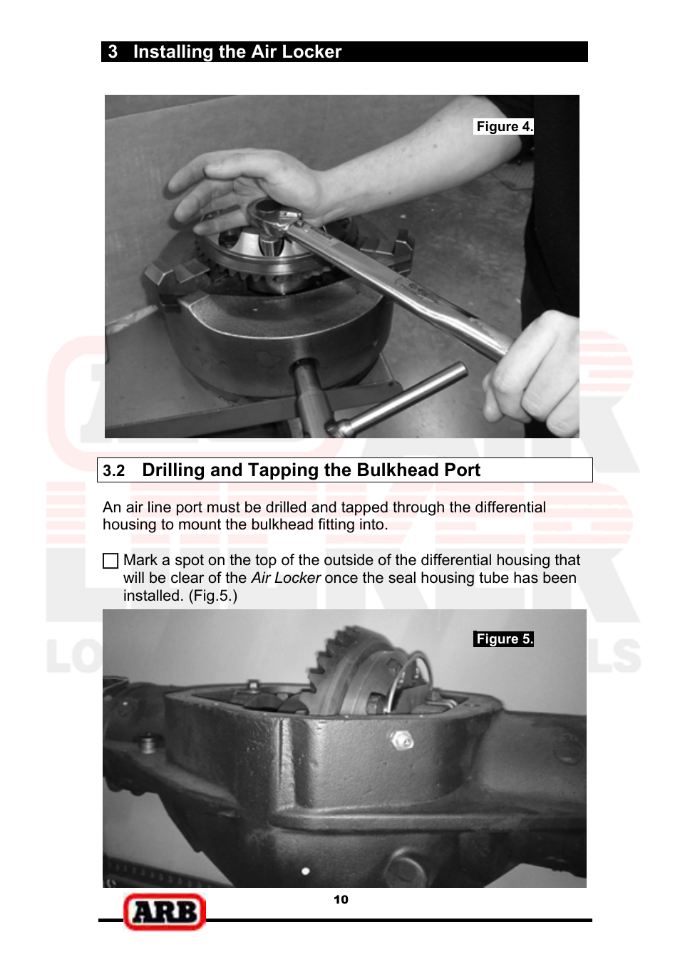 3 installing the air locker, Drilling and tapping the bulkhead port | ARB RD139 User Manual | Page 12 / 36