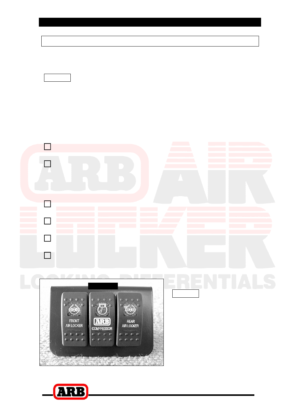 5 mounting & connecting the electrical system, Mounting the actuator switch(es) | ARB RD93 User Manual | Page 25 / 34