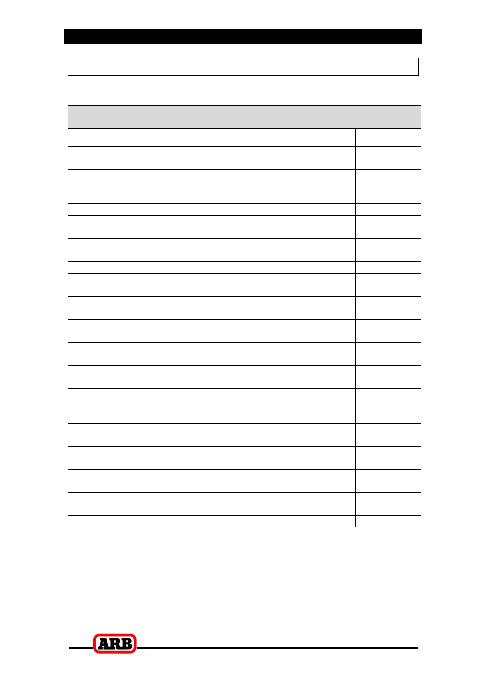 Rd93, Air locker model no, 7 parts list | Itemized parts list | ARB RD93 User Manual | Page 34 / 34