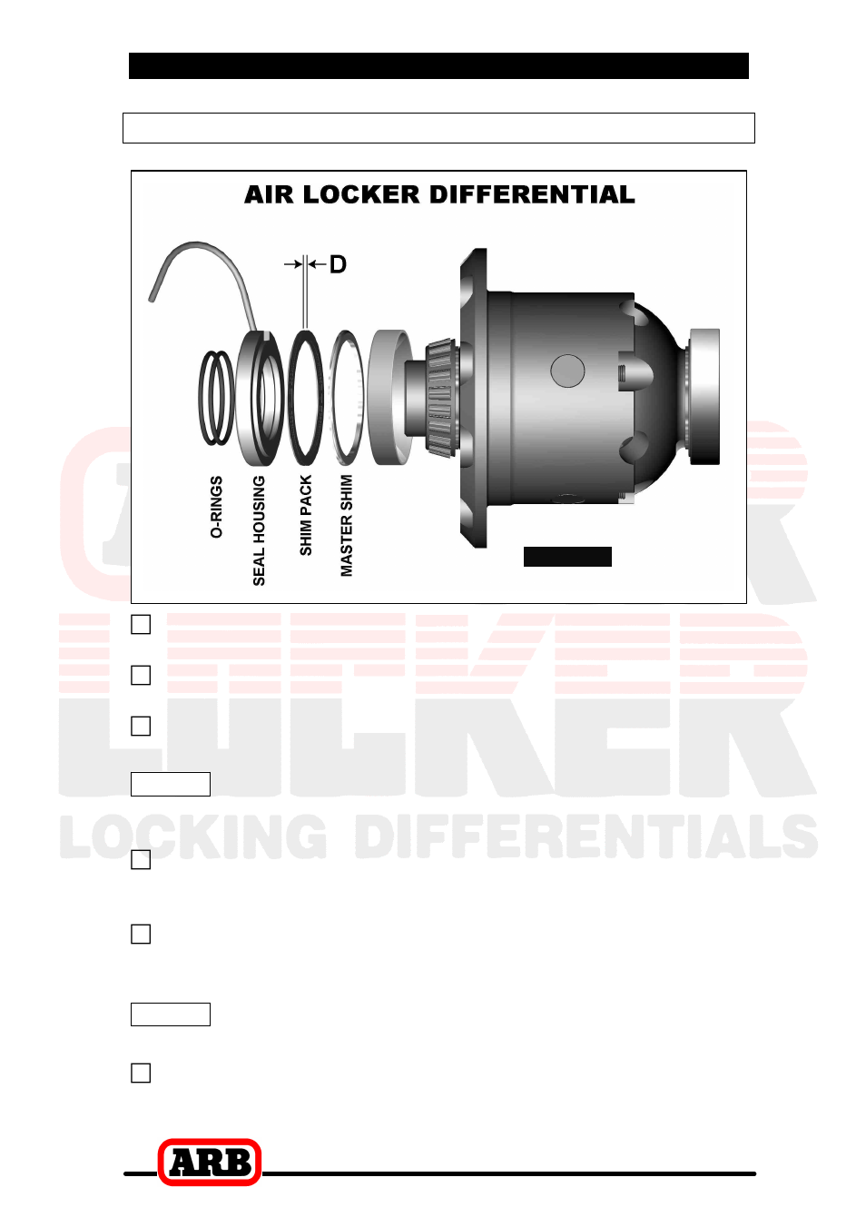 3 installing the air locker, Assembling the seal housing | ARB RD101 User Manual | Page 21 / 46