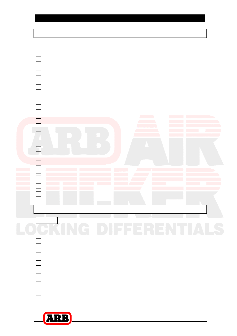 6 testing & final assembly, Testing the air locker actuation, Re-sealing & filling the differential | ARB RD101 User Manual | Page 43 / 46