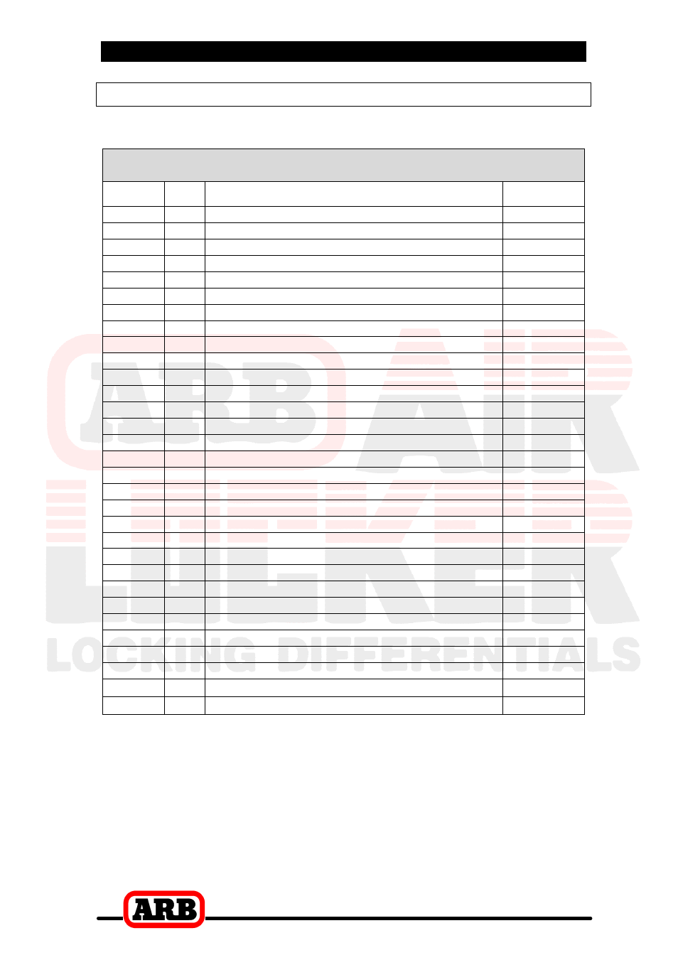 Rd100, Air locker model no, 7 parts list | Itemized parts list | ARB RD100 User Manual | Page 46 / 46