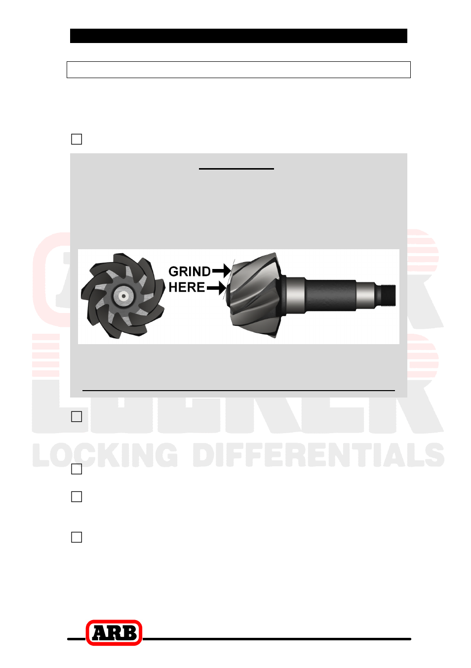 3 installing the air locker, Pre-load shimming, Important | ARB RD103 User Manual | Page 22 / 46