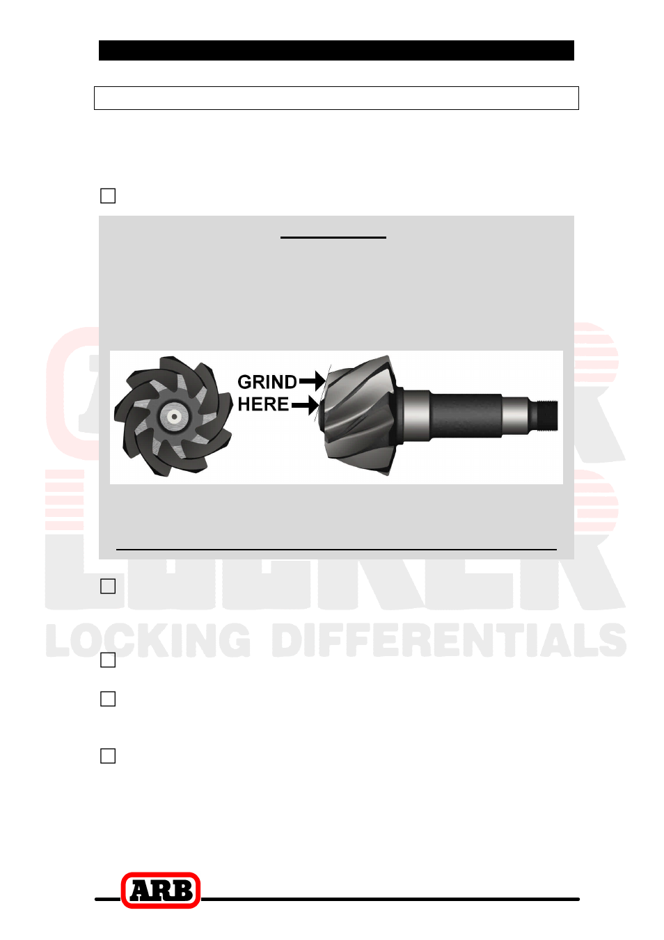 3 installing the air locker, Pre-load shimming, Important | ARB RD105 User Manual | Page 22 / 46