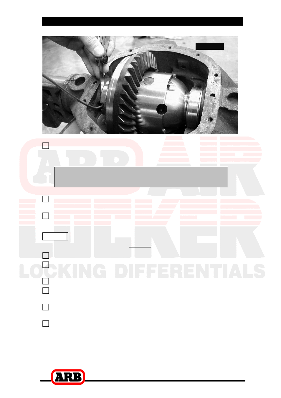Pre-load + end float = shim pack, 3 installing the air locker | ARB RD105 User Manual | Page 23 / 46