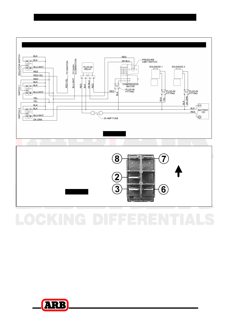 Switch terminal identification, 5 mounting & connecting the electrical system | ARB RD105 User Manual | Page 37 / 46
