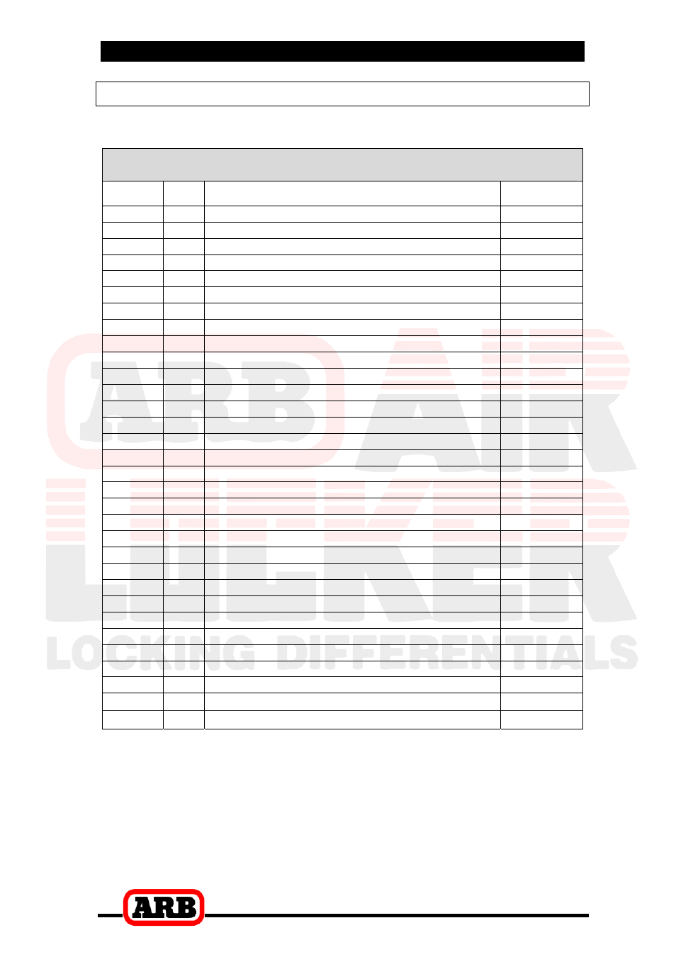 Rd116, Air locker model no, 7 parts list | Itemized parts list | ARB RD116 User Manual | Page 44 / 44