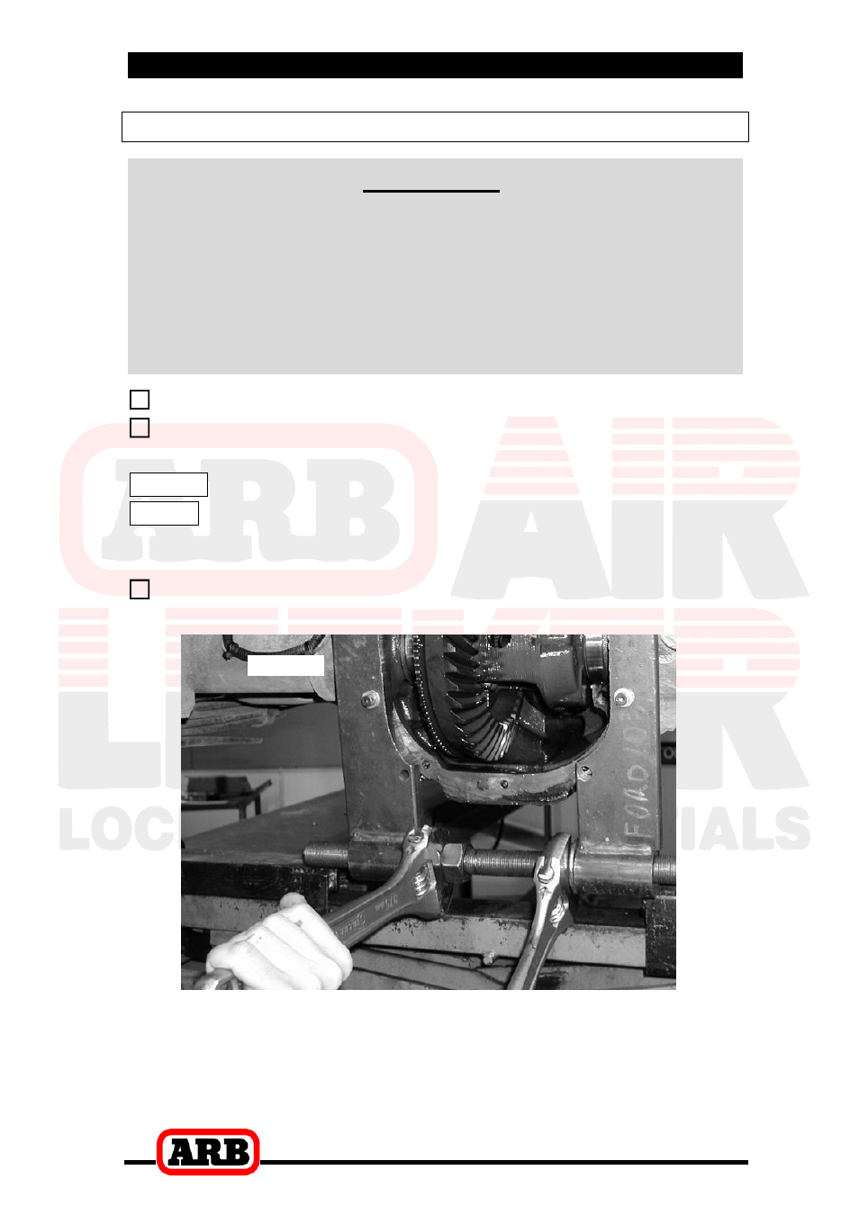 2 removing the existing differential, Removing the differential center, Important | ARB RD113 User Manual | Page 10 / 42