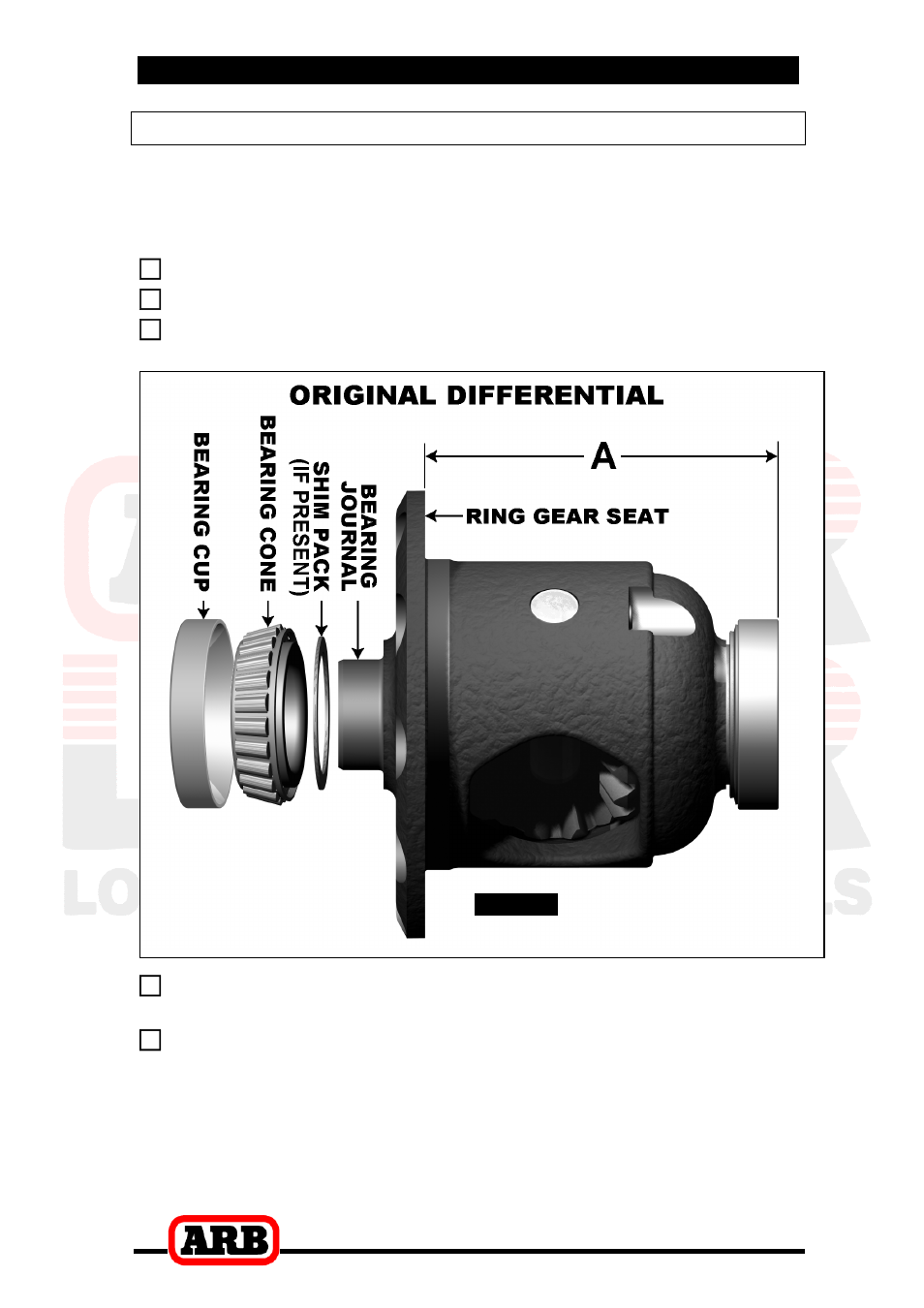 3 installing the air locker, Approximate backlash shimming | ARB RD109 User Manual | Page 14 / 42
