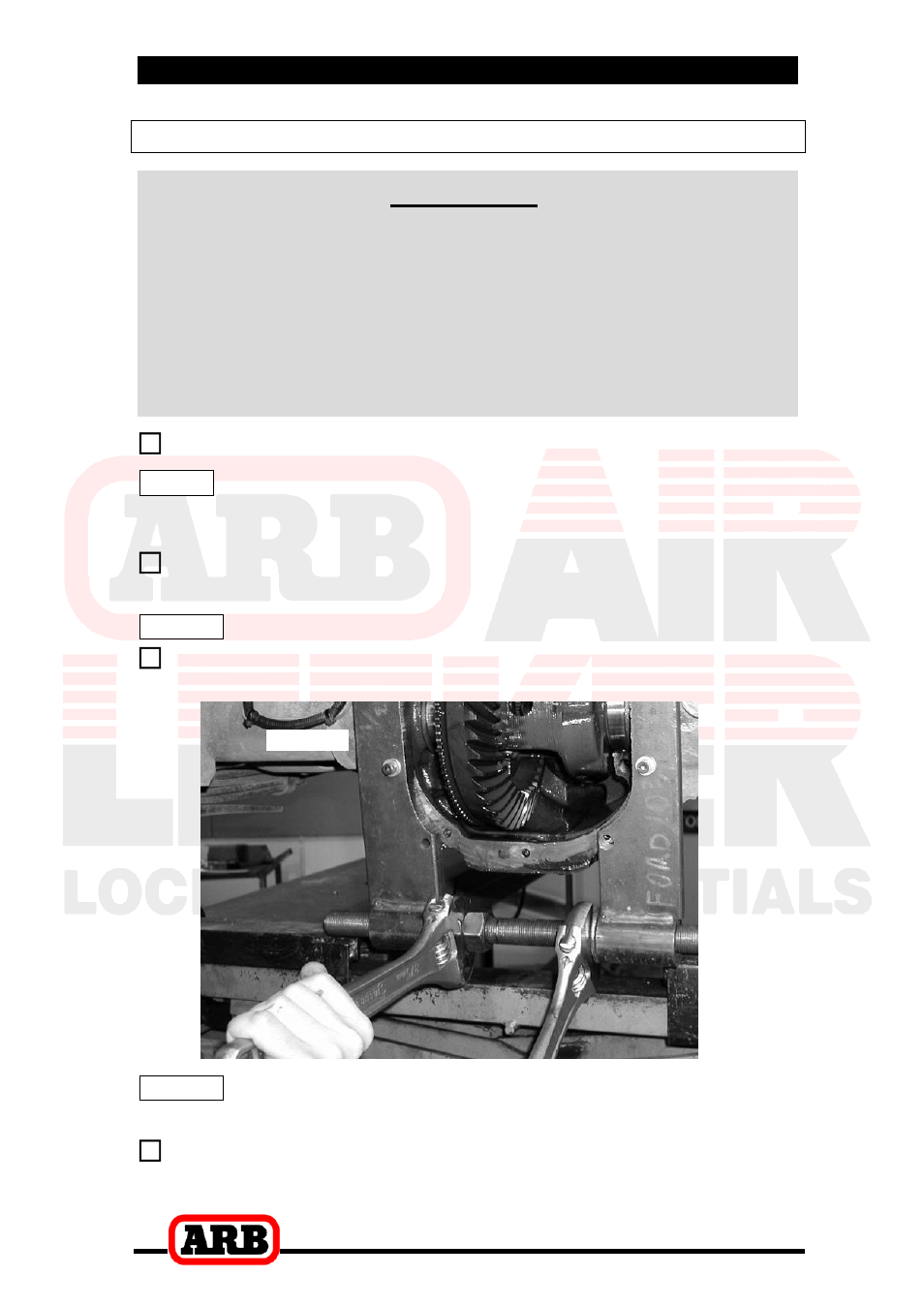 6 removing the differential center, 2 removing the existing differential, Removing the differential center | Important | ARB RD158 User Manual | Page 10 / 38