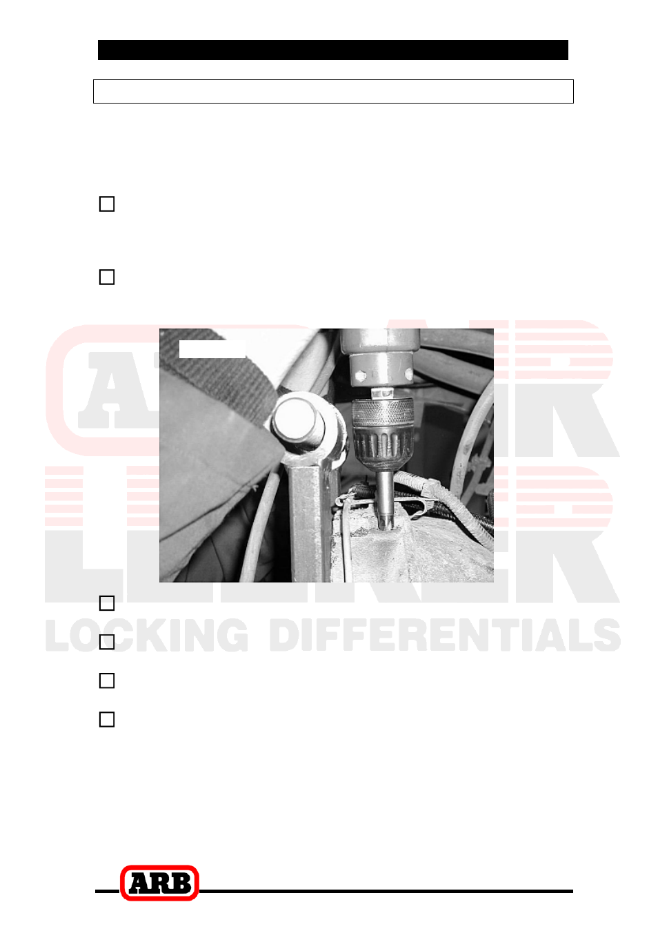 3 drilling and tapping the bulkhead port, 4 installing the air locker, Drilling and tapping the bulkhead port | ARB RD158 User Manual | Page 16 / 38