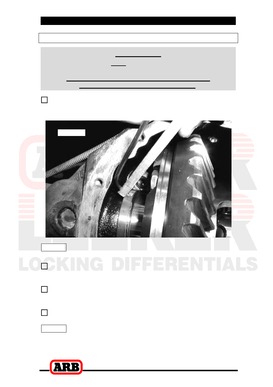 6 reinstalling the bearing caps, 4 installing the air locker, Reinstalling the bearing caps | Important | ARB RD158 User Manual | Page 19 / 38
