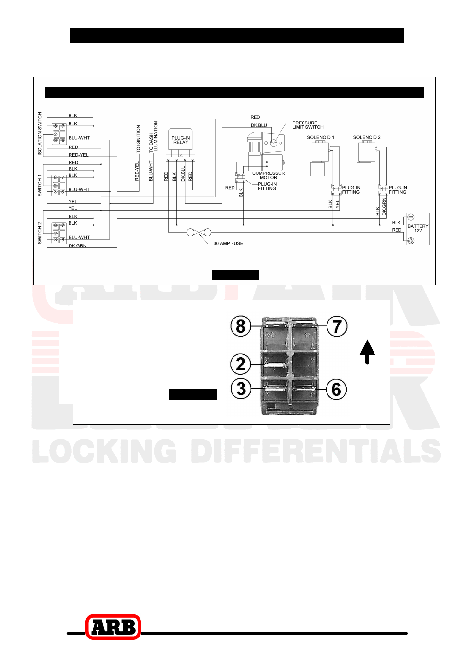 Switch terminal identification, 6 mounting & connecting the electrical system | ARB RD158 User Manual | Page 36 / 44