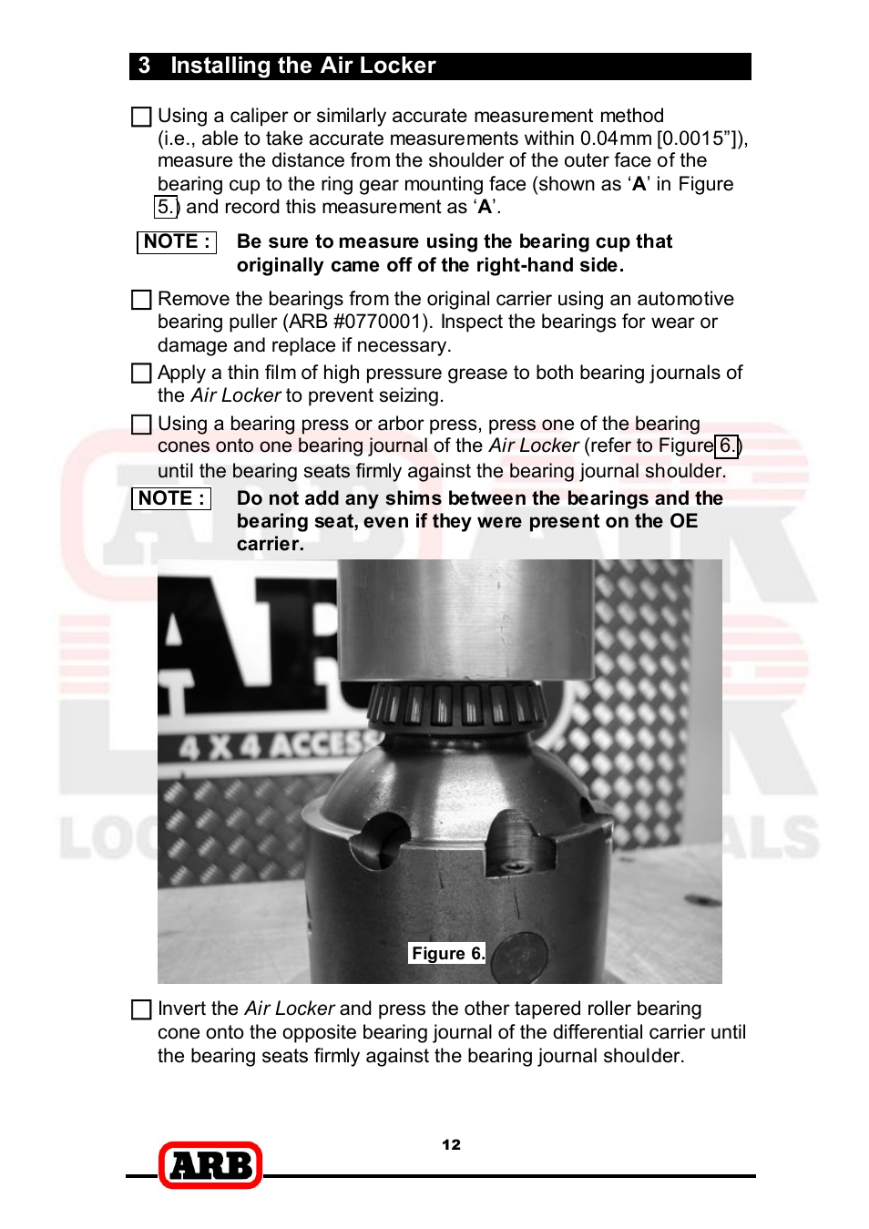 3 installing the air locker | ARB RD166 User Manual | Page 14 / 42