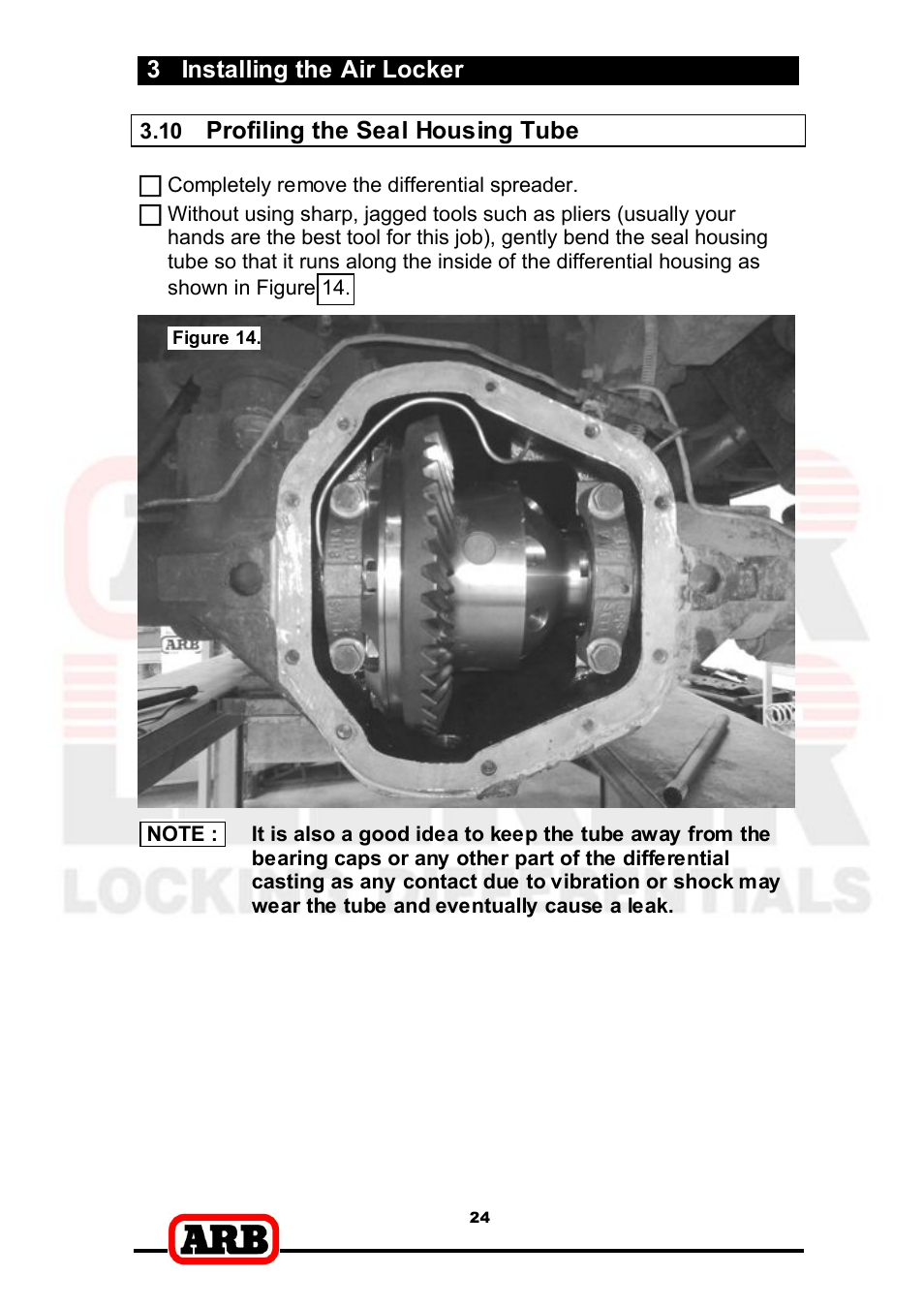 3 installing the air locker, Profiling the seal housing tube | ARB RD166 User Manual | Page 26 / 42
