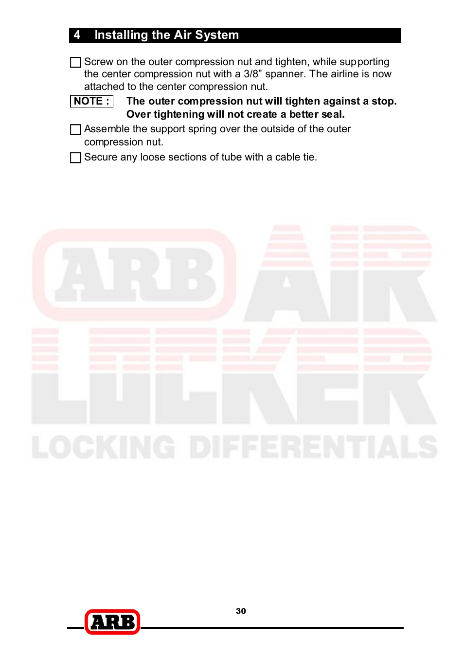 4 installing the air system | ARB RD166 User Manual | Page 32 / 42