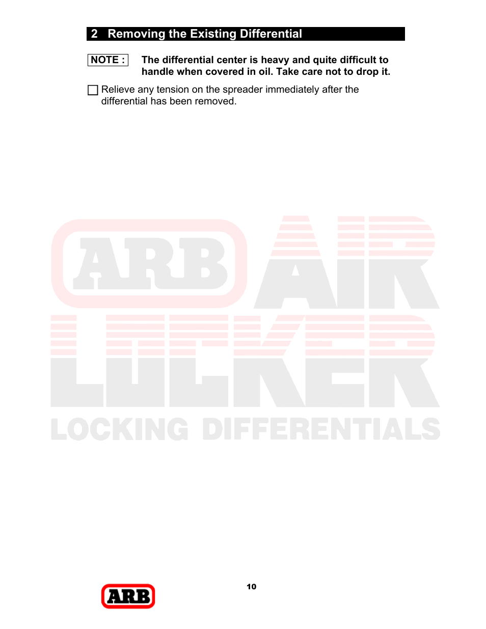 2 removing the existing differential | ARB RD168 User Manual | Page 12 / 44