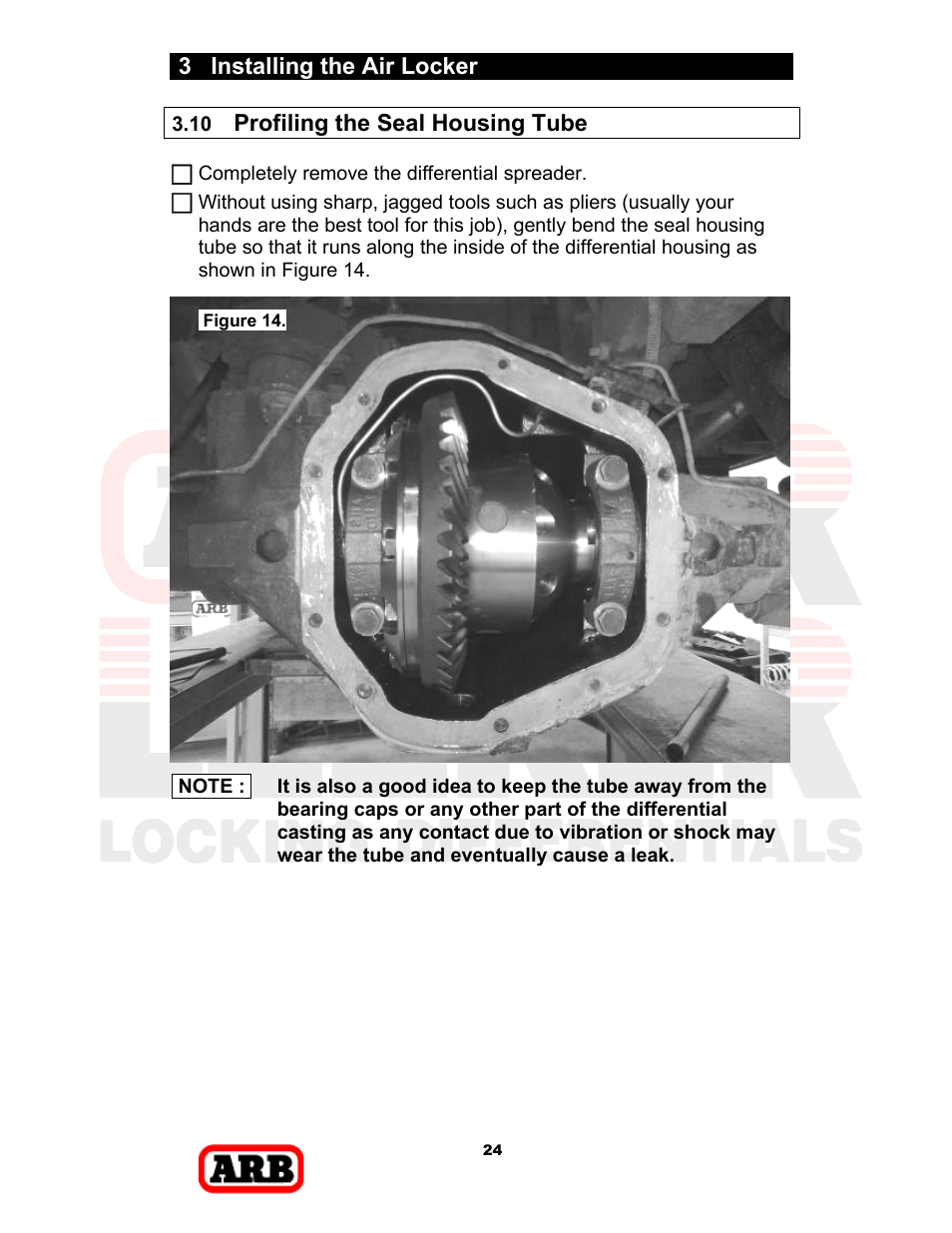 3 installing the air locker, Profiling the seal housing tube | ARB RD168 User Manual | Page 26 / 44