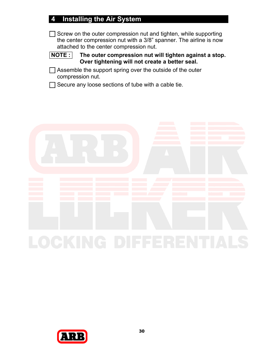 4 installing the air system | ARB RD168 User Manual | Page 32 / 44