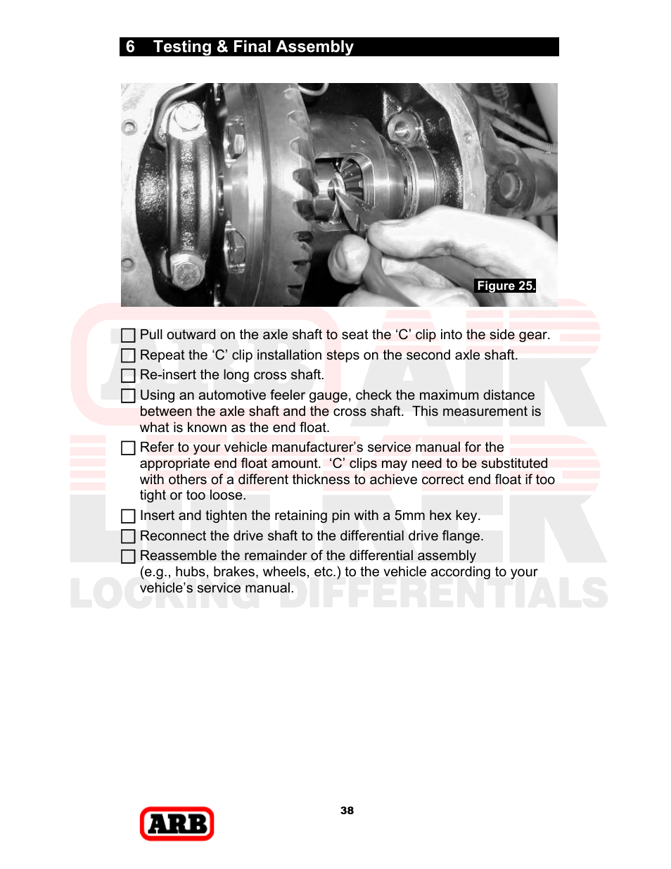 6 testing & final assembly | ARB RD168 User Manual | Page 40 / 44