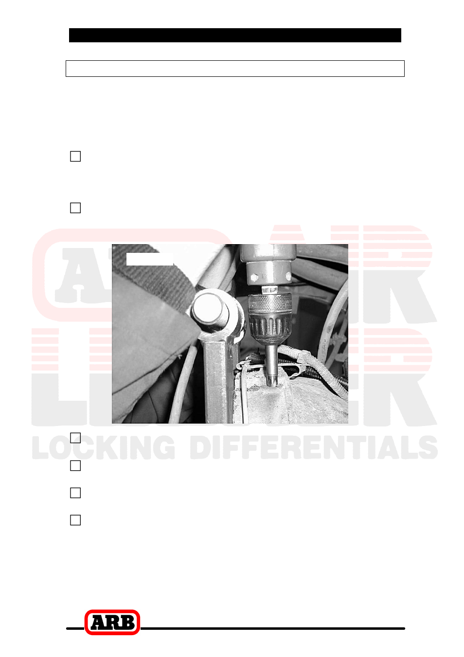 4 installing the air locker, Drilling and tapping the bulkhead port | ARB RD115 User Manual | Page 16 / 44