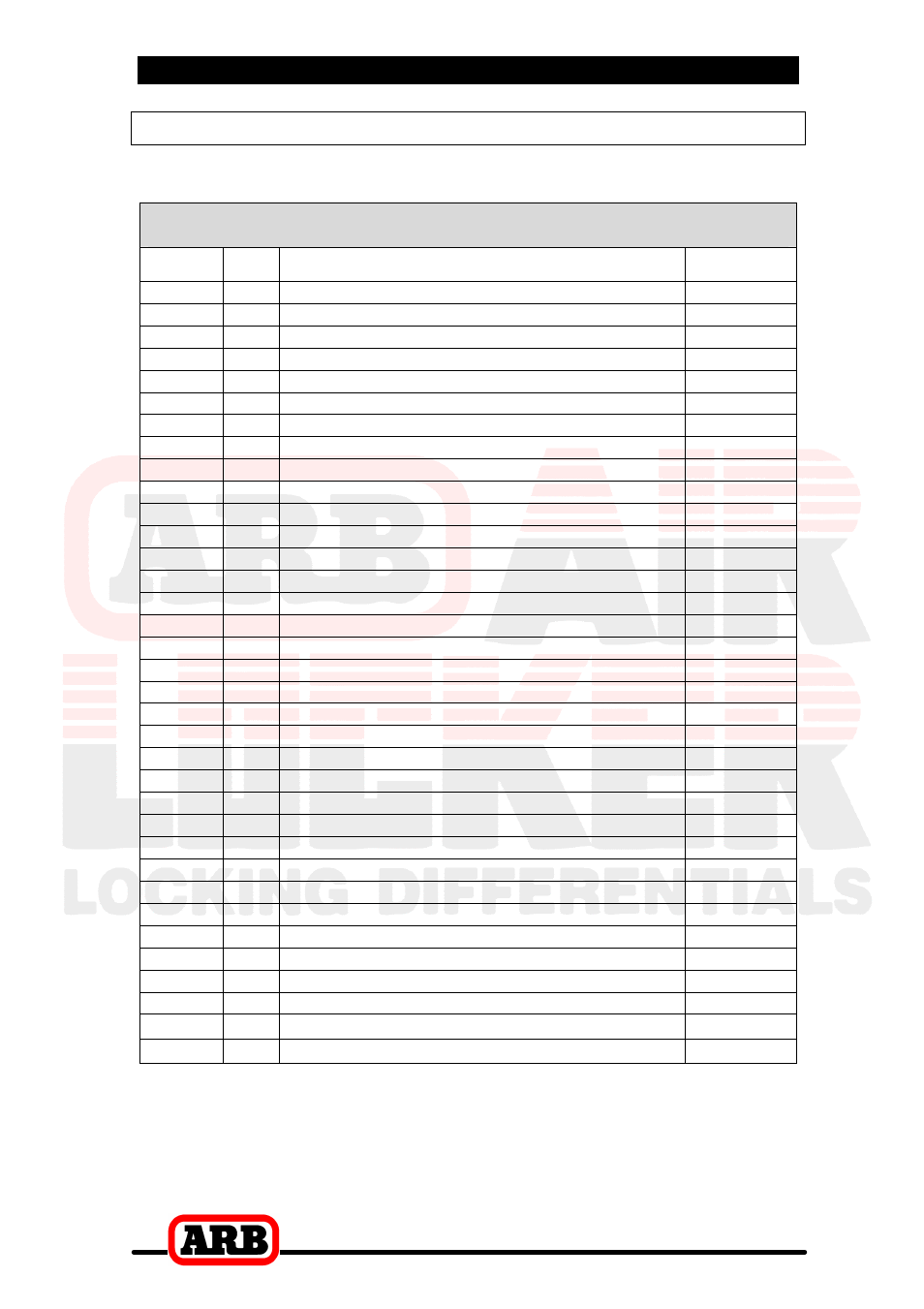 Rd115, Air locker model no, 8 parts list | Itemized parts list | ARB RD115 User Manual | Page 44 / 44