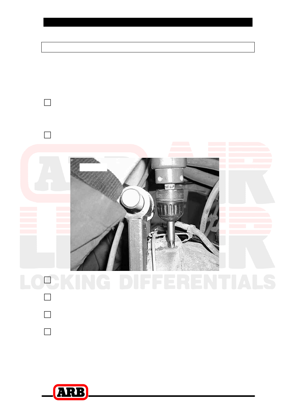 4 installing the air locker, Drilling and tapping the bulkhead port | ARB RD80 User Manual | Page 16 / 44