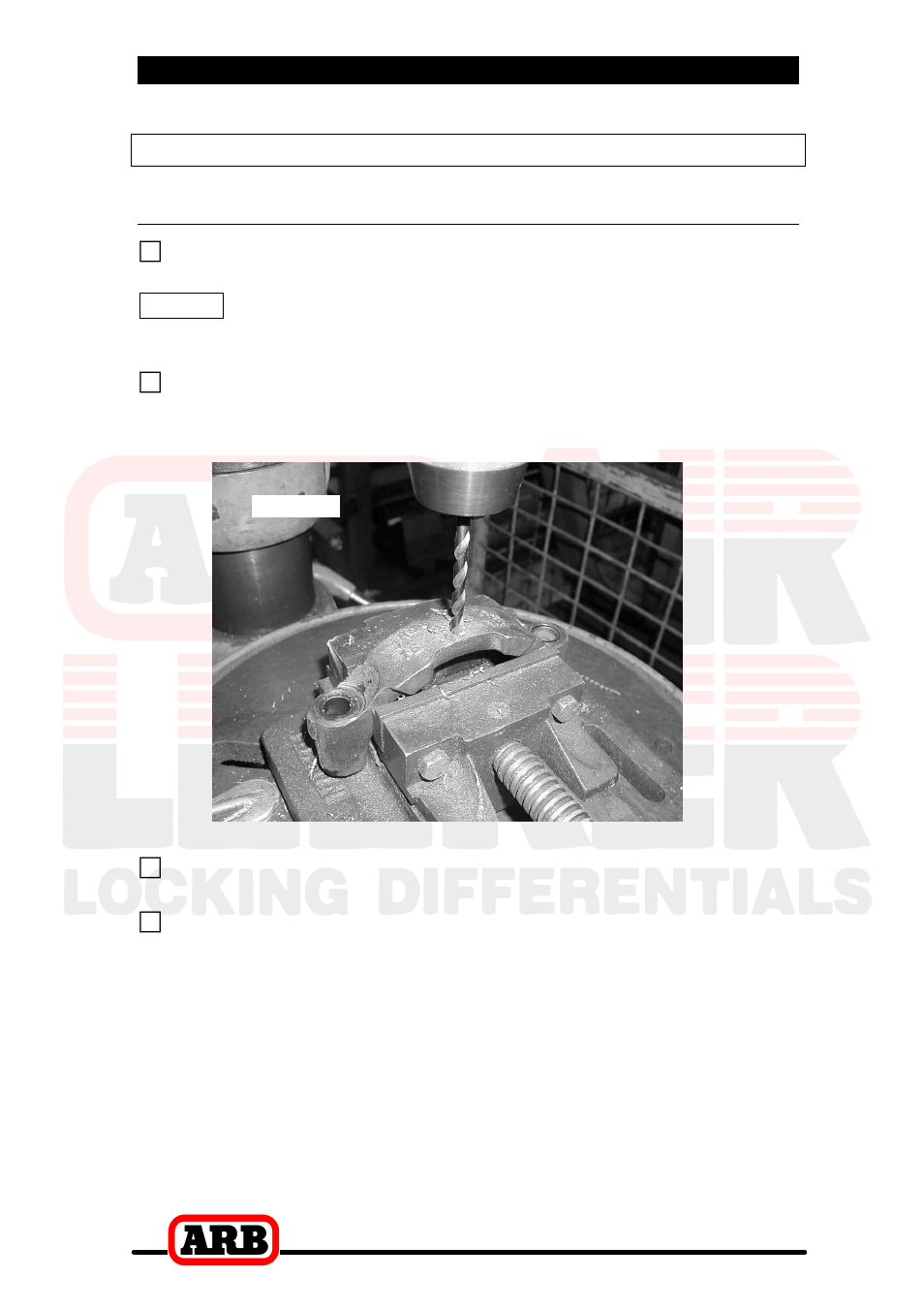 4 installing the air locker, Modifying the bearing cap, Drilling the bearing cap | ARB RD80 User Manual | Page 22 / 44