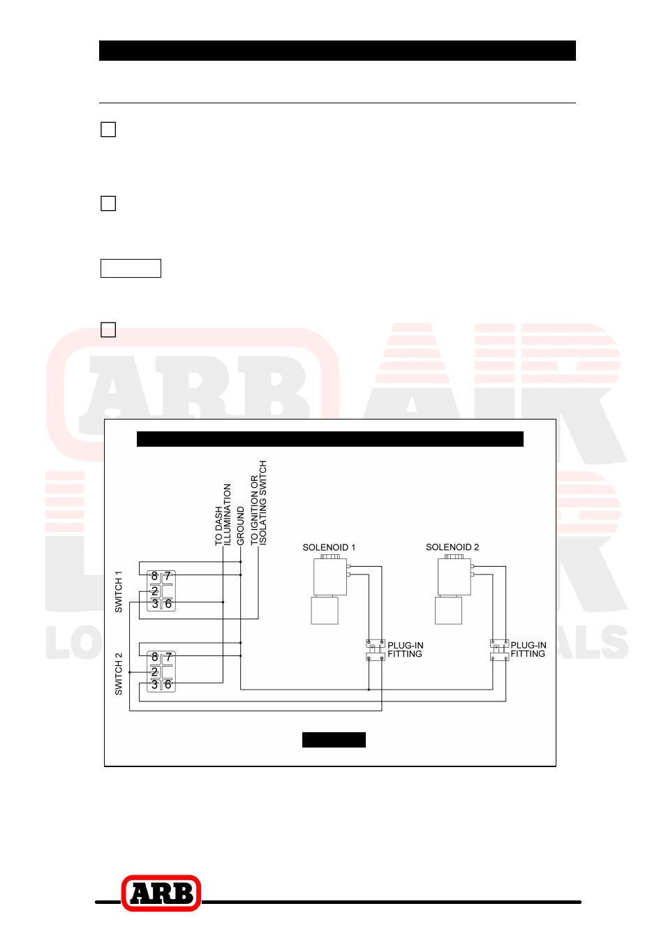 6 mounting & connecting the electrical system, Dual air locker system | ARB RD80 User Manual | Page 38 / 44