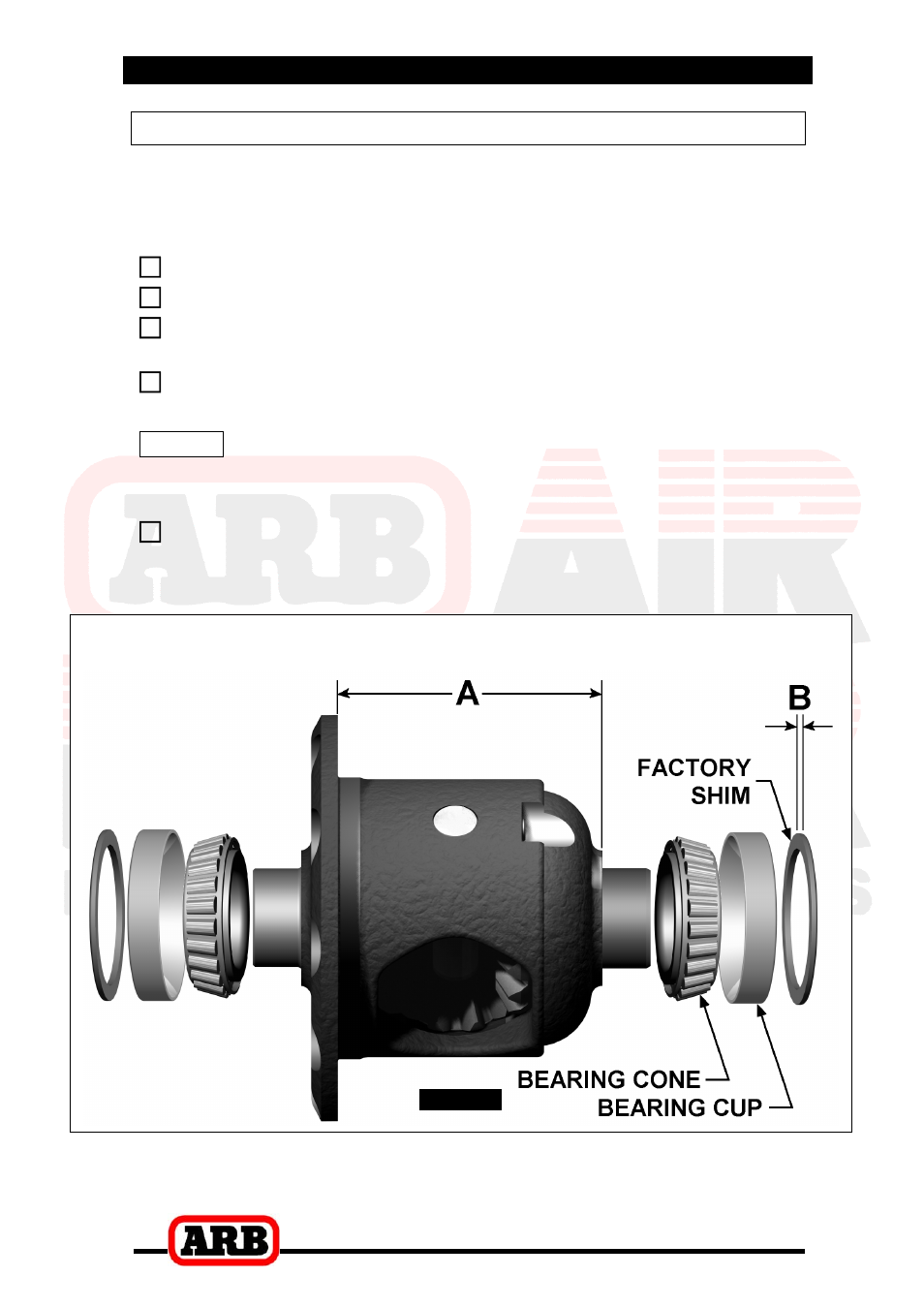 3 approximate backlash shimming, Bench measurement | ARB RD82 User Manual | Page 12 / 40