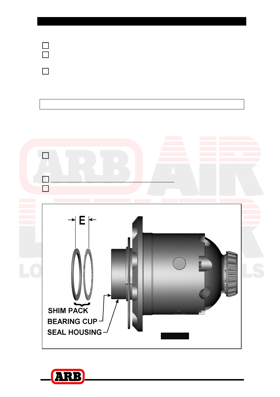 4 installing the air locker, Pre-load shimming | ARB RD82 User Manual | Page 18 / 40