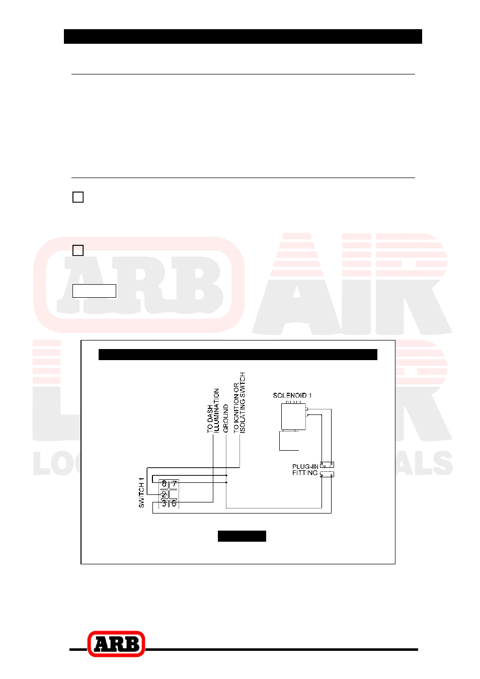 6 mounting & connecting the electrical system, Connection to an alternate air source, Single air locker system | ARB RD82 User Manual | Page 33 / 40