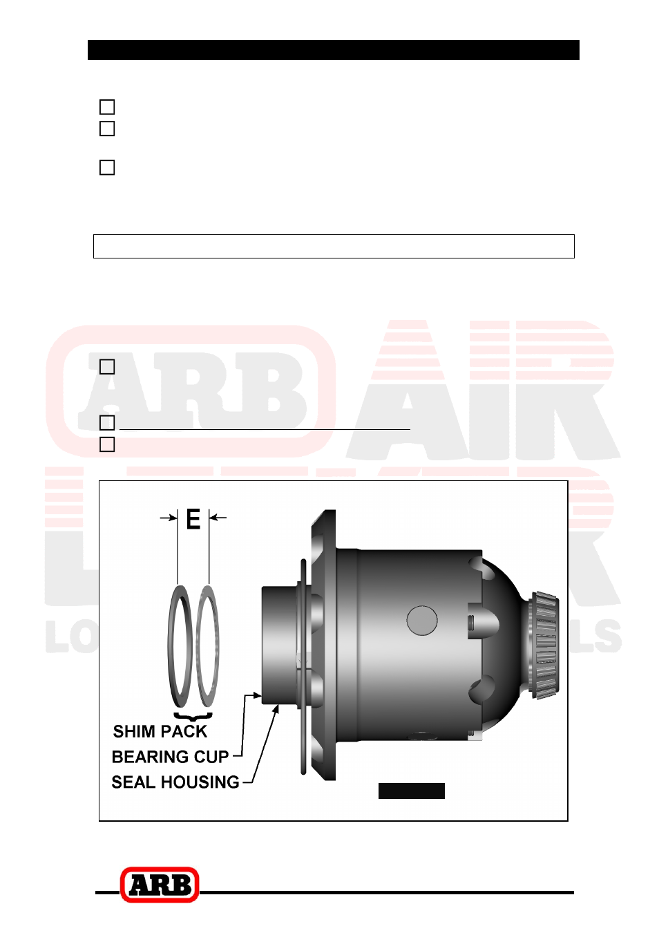 4 installing the air locker, Pre-load shimming | ARB RD81 User Manual | Page 18 / 40