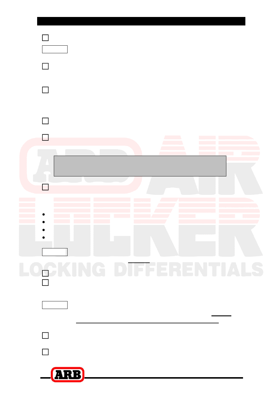 Pre-load + end float = shim pack, 4 installing the air locker | ARB RD81 User Manual | Page 19 / 40