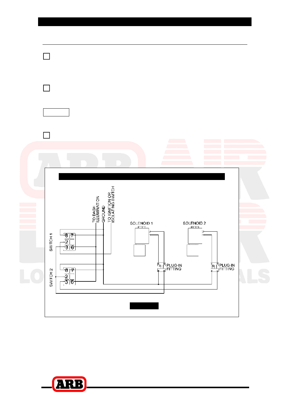 6 mounting & connecting the electrical system, Dual air locker system | ARB RD81 User Manual | Page 34 / 40
