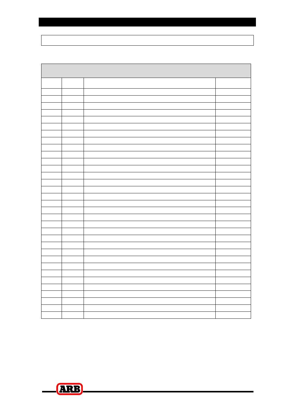 Rd81, Air locker model no, 8 parts list | Itemized parts list | ARB RD81 User Manual | Page 40 / 40