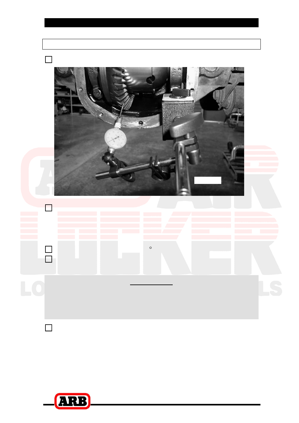 3 installing the air locker, Checking the backlash | ARB RD119 User Manual | Page 17 / 40