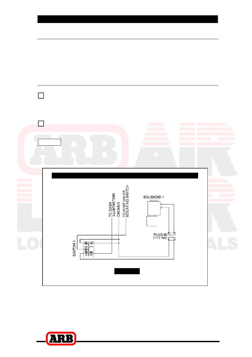 5 mounting & connecting the electrical system, Connection to an alternate air source, Single air locker system | ARB RD119 User Manual | Page 34 / 40