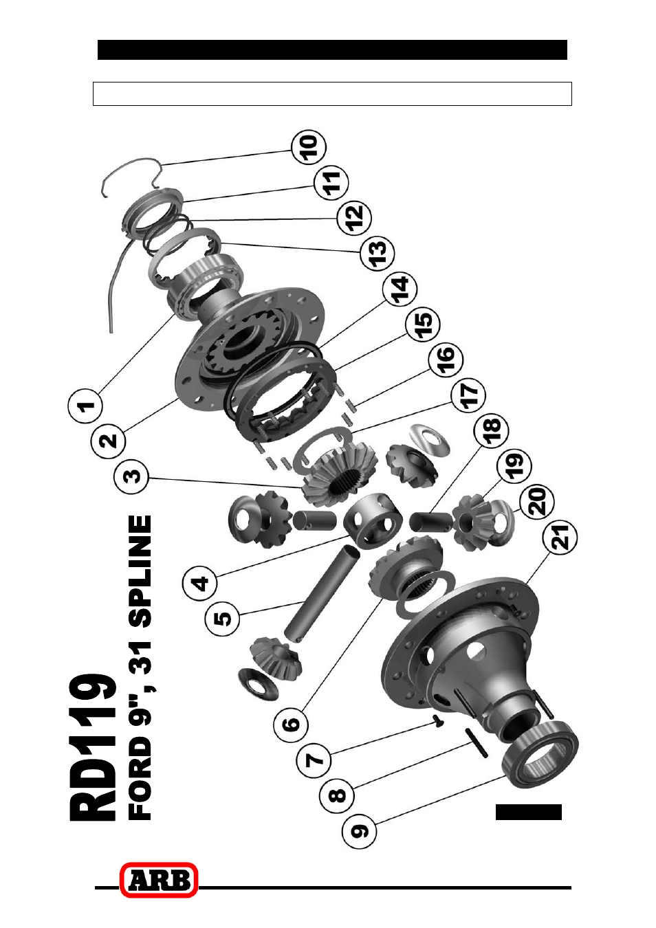 7 parts list, Exploded assembly diagram | ARB RD119 User Manual | Page 39 / 40