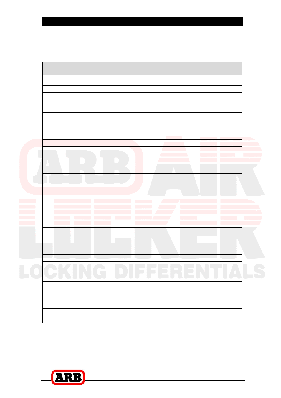 Rd119, Air locker model no, 7 parts list | Itemized parts list | ARB RD119 User Manual | Page 40 / 40