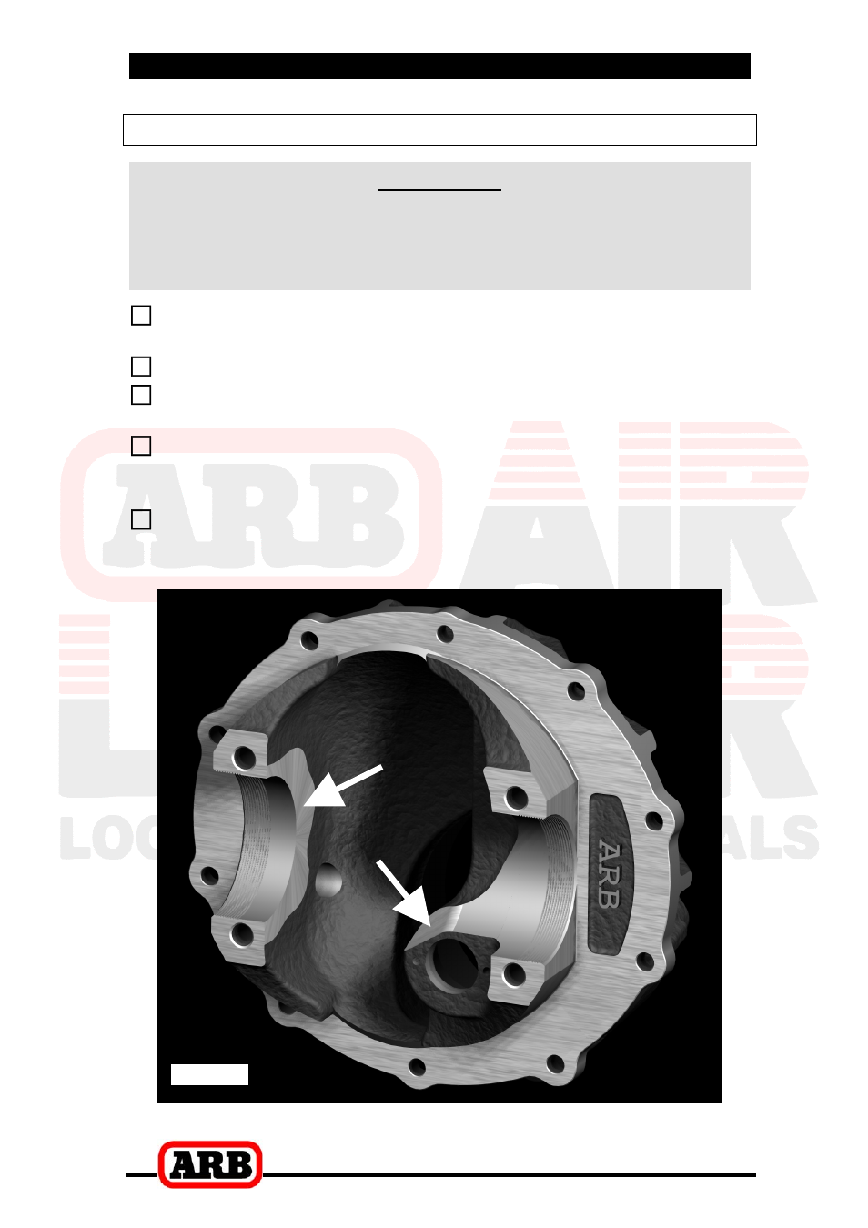 3 installing the air locker, Checking for assembly clearance | ARB RD99 User Manual | Page 15 / 40