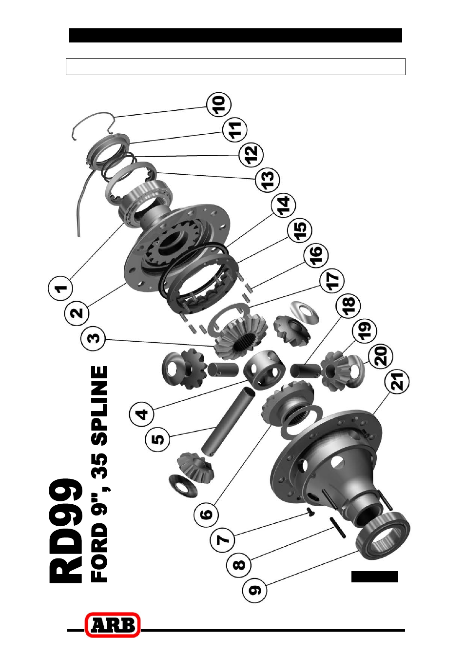 7 parts list, Exploded assembly diagram | ARB RD99 User Manual | Page 39 / 40