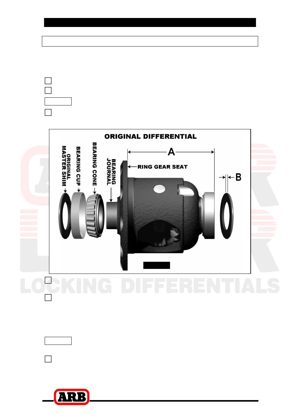 3 installing the air locker, Approximate backlash shimming | ARB RD83 User Manual | Page 16 / 44