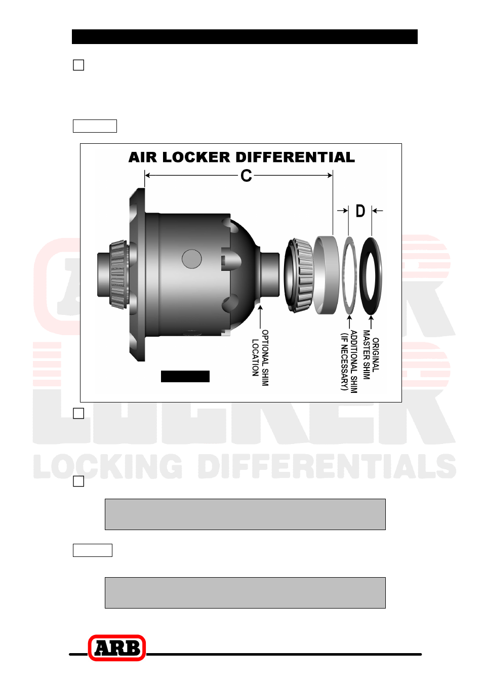 A + b – c = d, A + b – c – d, 3 installing the air locker | Replacement shim pac, Zero | ARB RD83 User Manual | Page 17 / 44