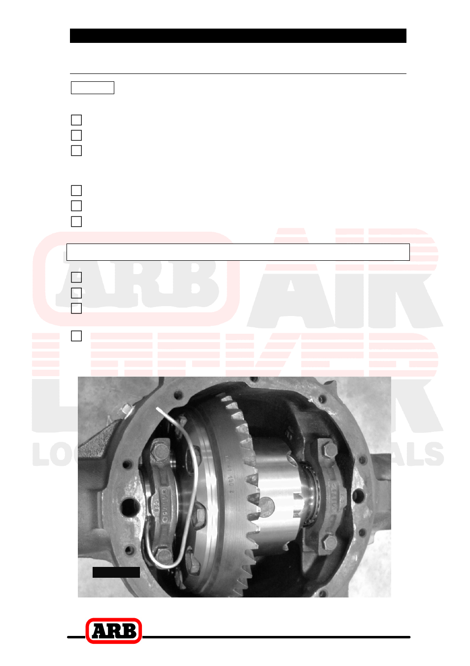 3 installing the air locker, Re-shimming the backlash, Setting up the bulkhead fitting | ARB RD84 User Manual | Page 25 / 44