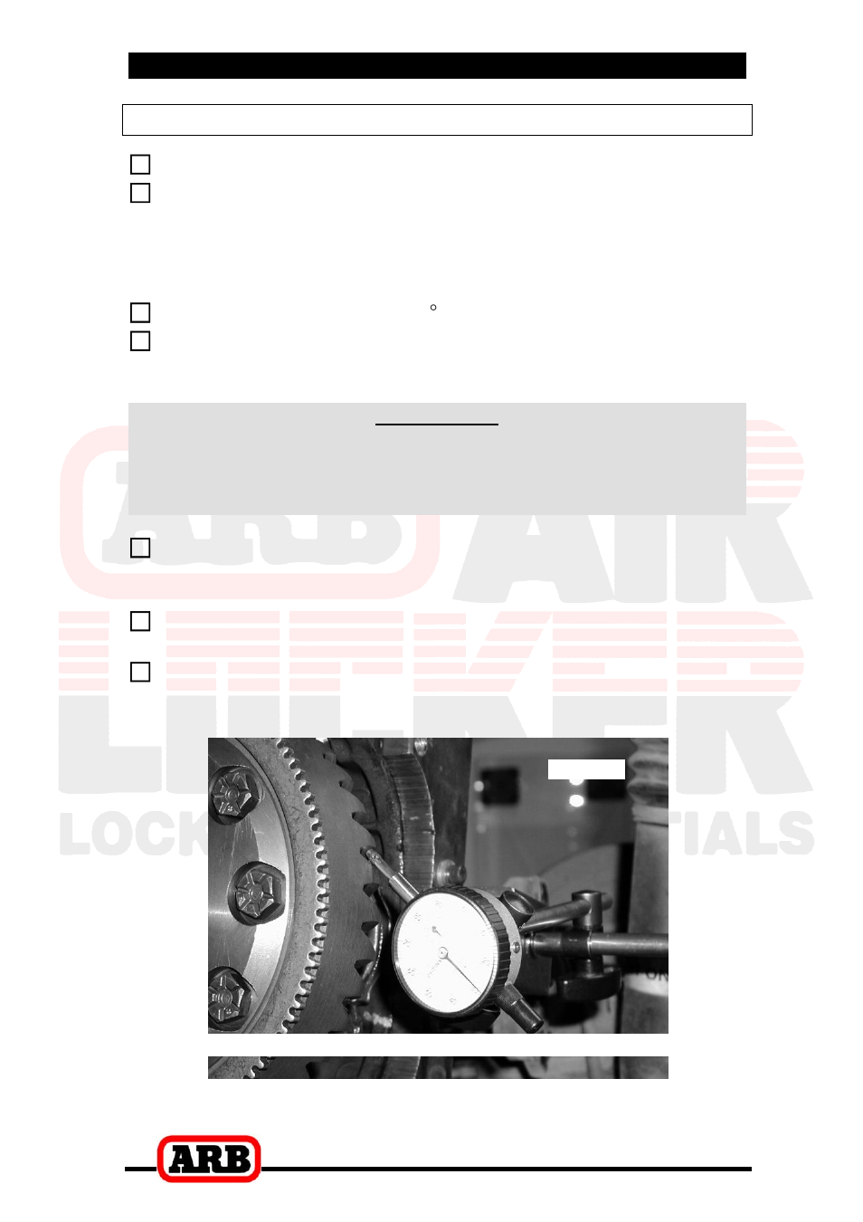 3 installing the air locker, Checking the backlash | ARB RD05 User Manual | Page 15 / 38