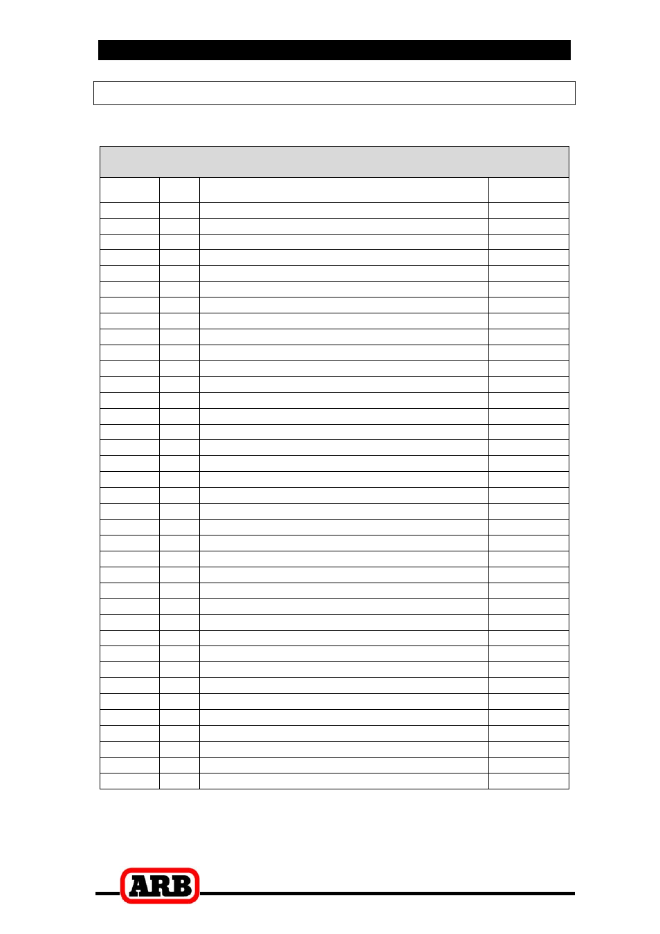 Rd05, Air locker model no, 7 parts list | Itemized parts list | ARB RD05 User Manual | Page 38 / 38